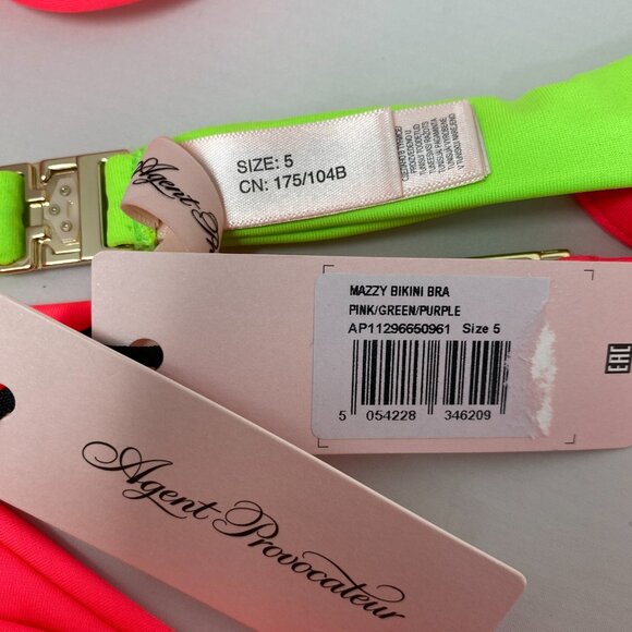 Agent Provocateur Mazzy Pink Green Purple 5/4 Bikini Set NWT - Picture 11 of 12